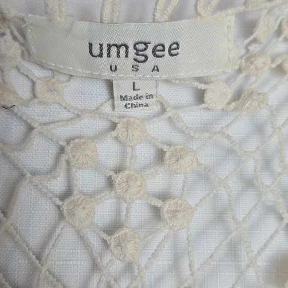 Umgee Ivory Crochet Open Vest/ Duster In Size Large - Picture 4 of 7
